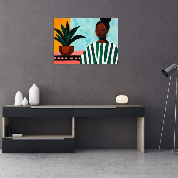 Tablou - Femeie cu floare (70x50 cm)