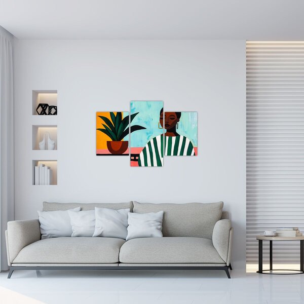 Tablou - Femeie cu floare (90x60 cm)