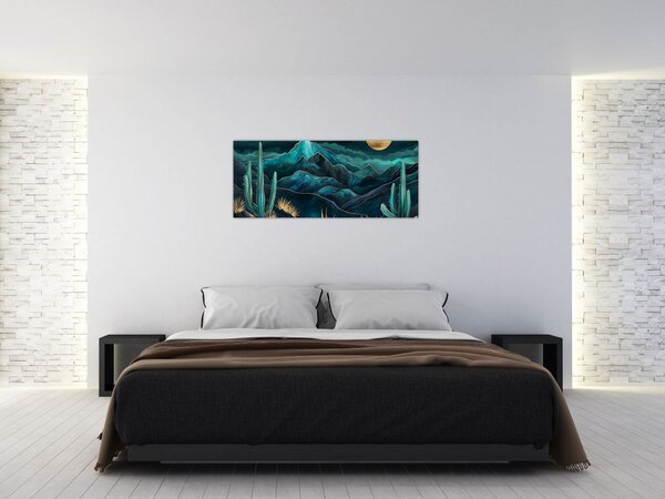 Tablou - Noapte turcoaz (120x50 cm)