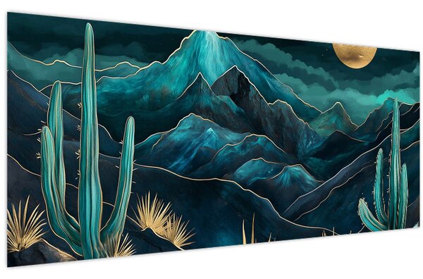 Tablou - Noapte turcoaz (120x50 cm)