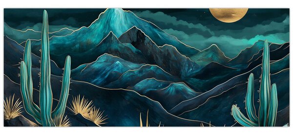 Tablou - Noapte turcoaz (120x50 cm)