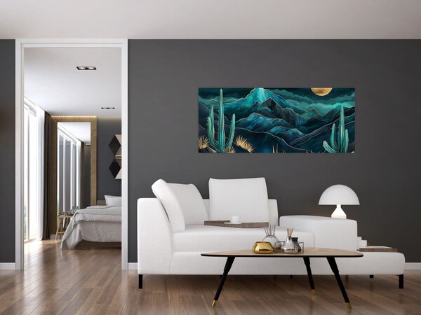 Tablou - Noapte turcoaz (120x50 cm)
