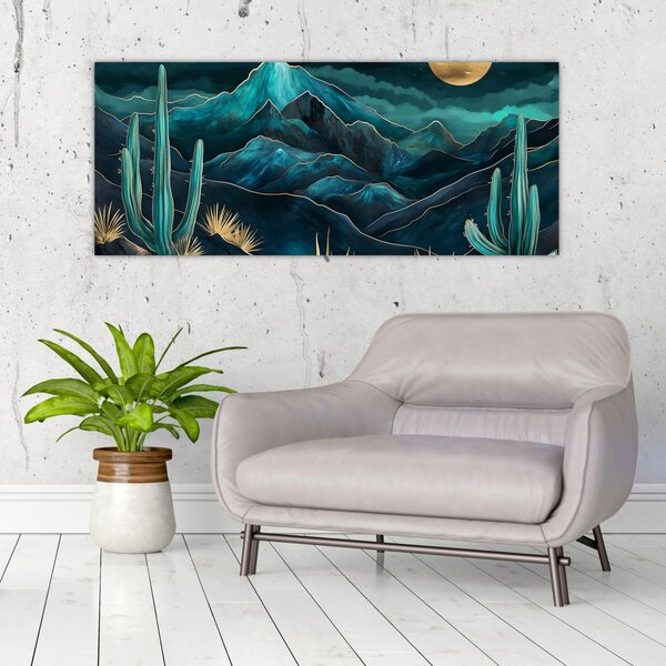 Tablou - Noapte turcoaz (120x50 cm)