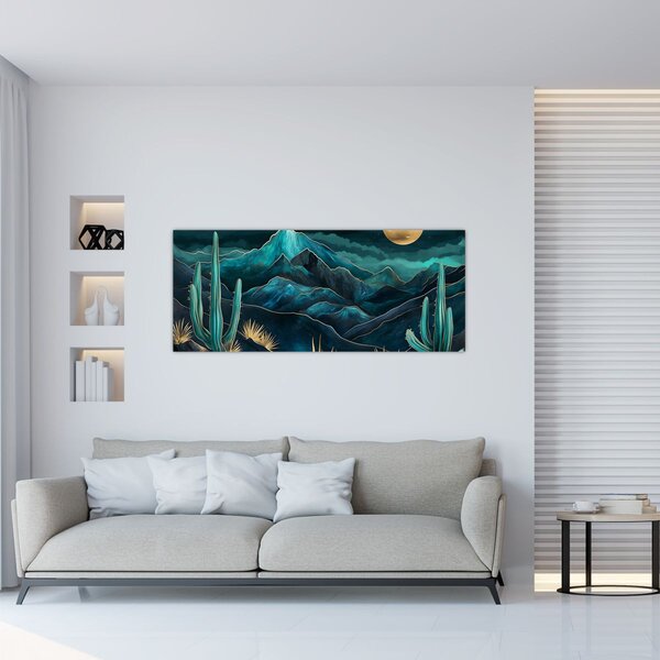 Tablou - Noapte turcoaz (120x50 cm)