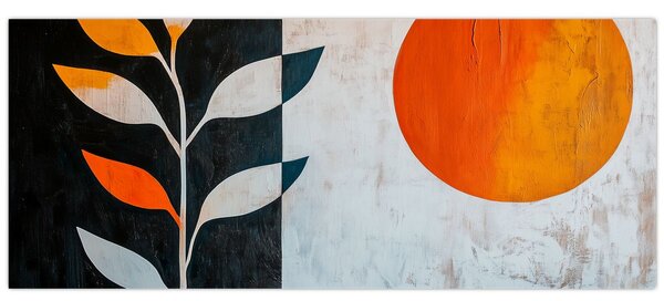 Tablou - Abstracție cu plantă și soare (120x50 cm)