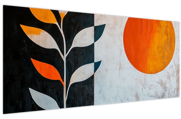 Tablou - Abstracție cu plantă și soare (120x50 cm)