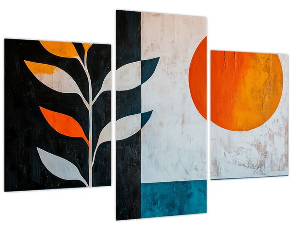 Tablou - Abstracție cu plantă și soare (90x60 cm)