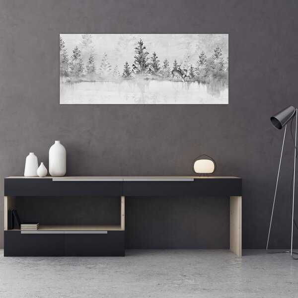 Tablou - Cerb lângă lac (120x50 cm)