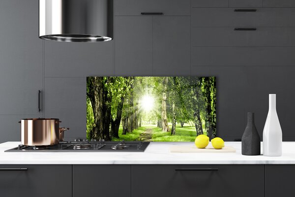 Panou sticla bucatarie Forest Soare Potecă Natura Brun Verde Galben