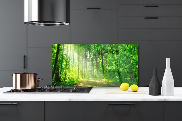 Panou sticla bucatarie Natural Pădurea Verde Maro