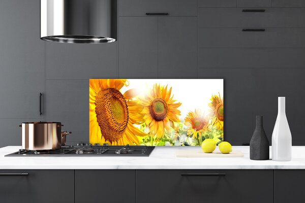 Panou sticla bucatarie Floarea soarelui Floral Galben Maro