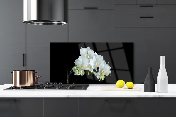 Panou sticla bucatarie Flori Floral alb