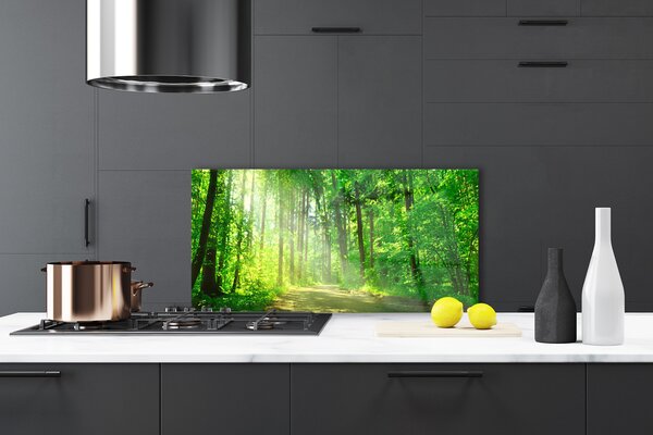 Panou sticla bucatarie Natural Pădurea Verde Maro