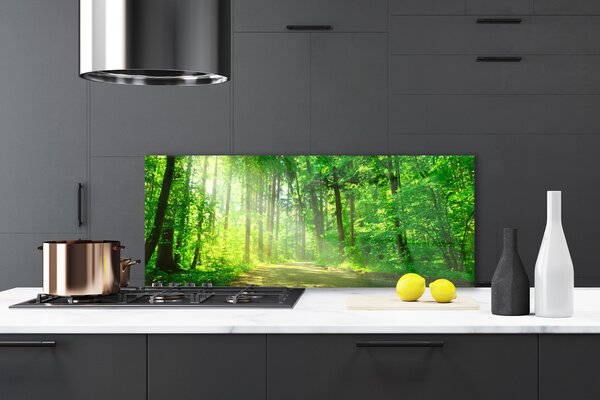 Panou sticla bucatarie Natural Pădurea Verde Maro