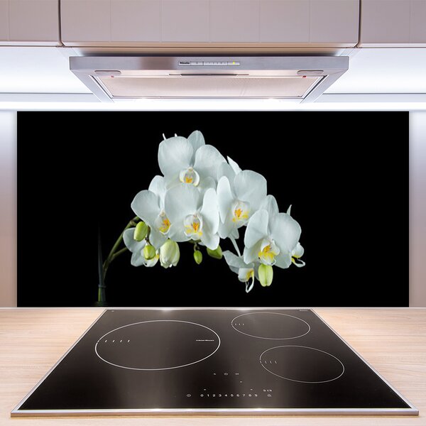 Panou sticla bucatarie Flori Floral alb
