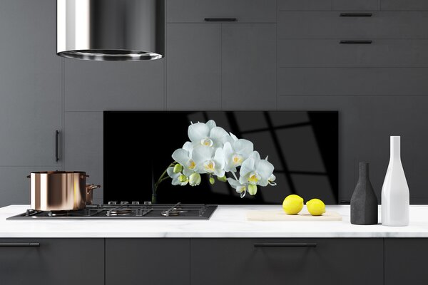 Panou sticla bucatarie Flori Floral alb