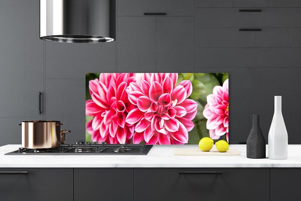 Panou sticla bucatarie Flori Floral Roșu Alb