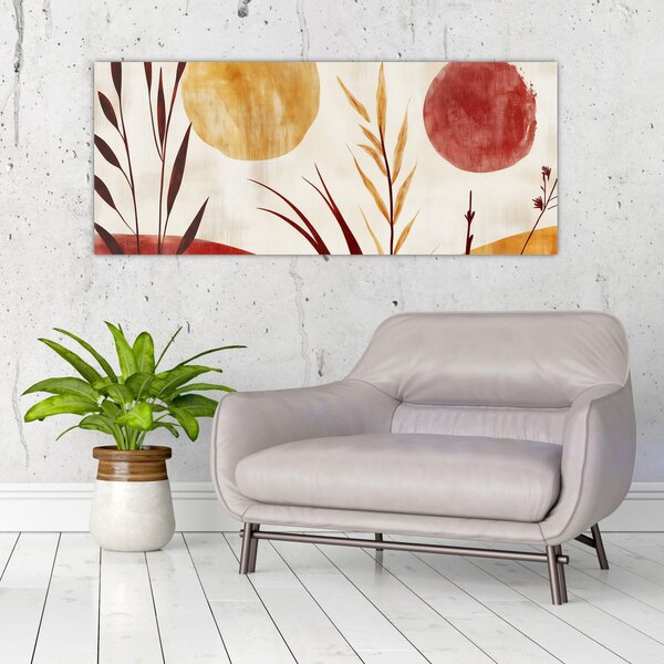 Tablou - Plante și cercuri (120x50 cm)