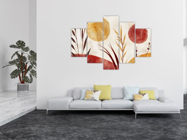 Tablou - Plante și cercuri (150x105 cm)