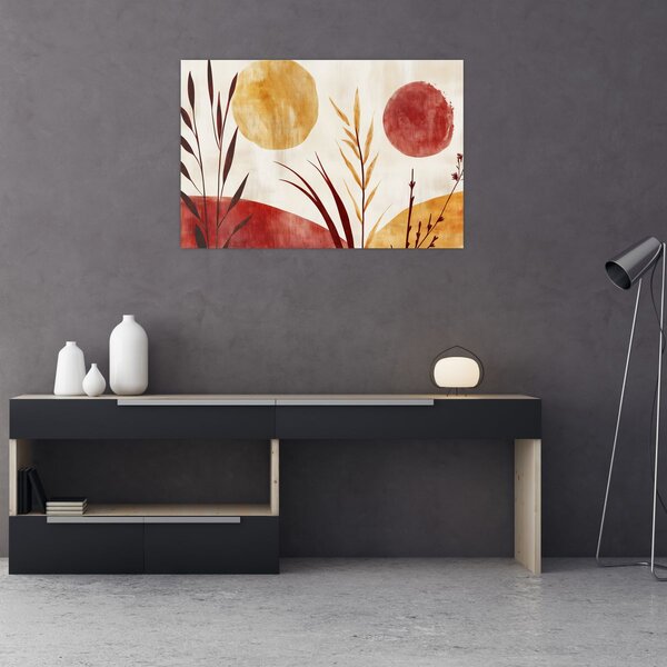 Tablou - Plante și cercuri (90x60 cm)