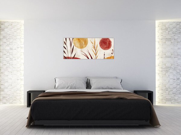 Tablou - Plante și cercuri (120x50 cm)