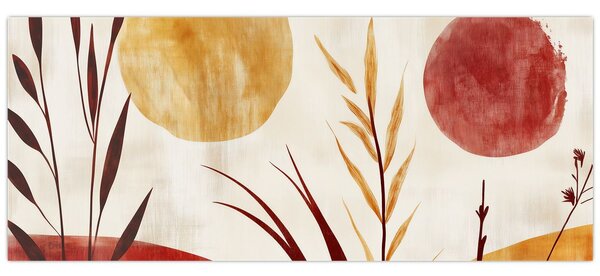 Tablou - Plante și cercuri (120x50 cm)