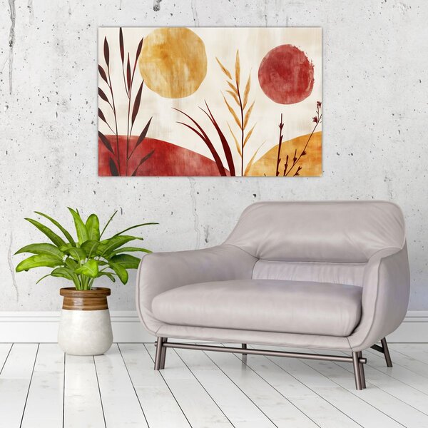 Tablou - Plante și cercuri (90x60 cm)