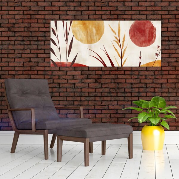 Tablou - Plante și cercuri (120x50 cm)