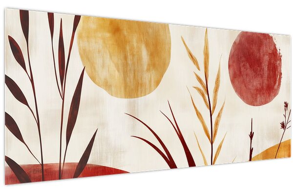 Tablou - Plante și cercuri (120x50 cm)