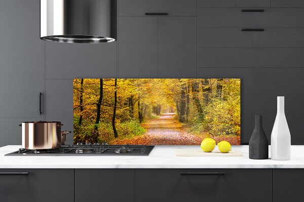 Panou sticla bucatarie Natural Pădurea Verde Maro