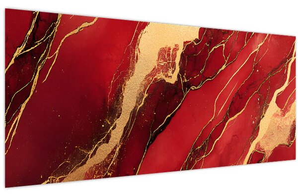 Tablou - Marmură roșu-auriu (120x50 cm)