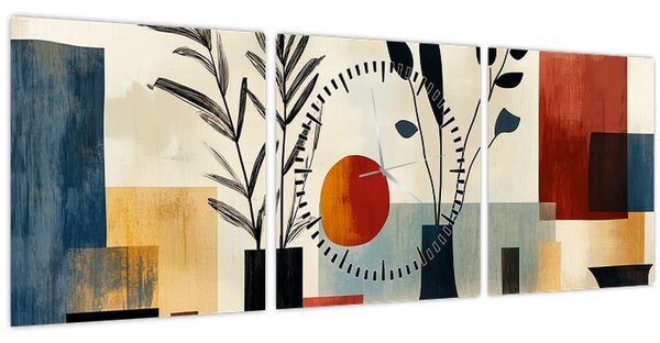 Tablou - Vaze cubiste (cu ceas) (90x30 cm)