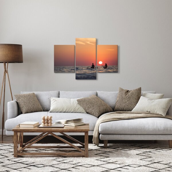 Tablou cu canoiști în apus de soare (90x60 cm)