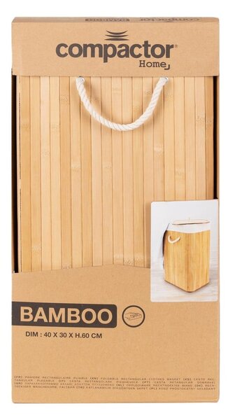 Coș de rufe în culoare naturală din bambus 78 l Bamboo – Compactor