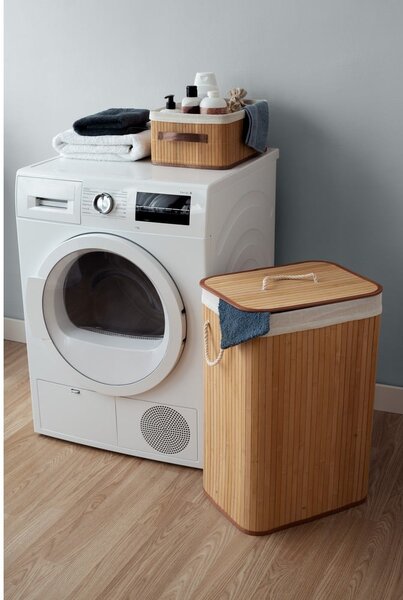 Coș de rufe în culoare naturală din bambus 78 l Bamboo – Compactor
