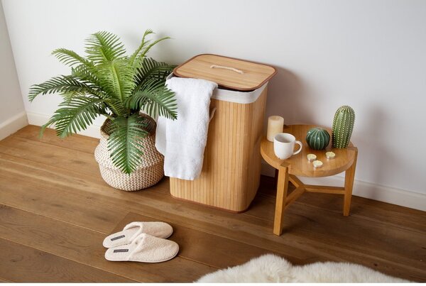 Coș de rufe în culoare naturală din bambus 78 l Bamboo – Compactor