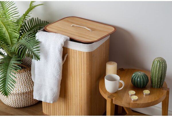 Coș de rufe în culoare naturală din bambus 78 l Bamboo – Compactor