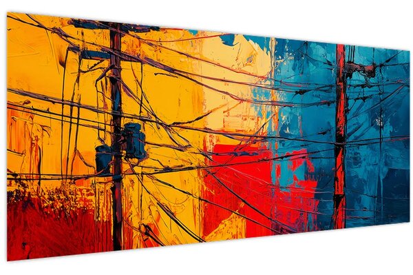 Tablou - Linii electrice abstracte (120x50 cm)