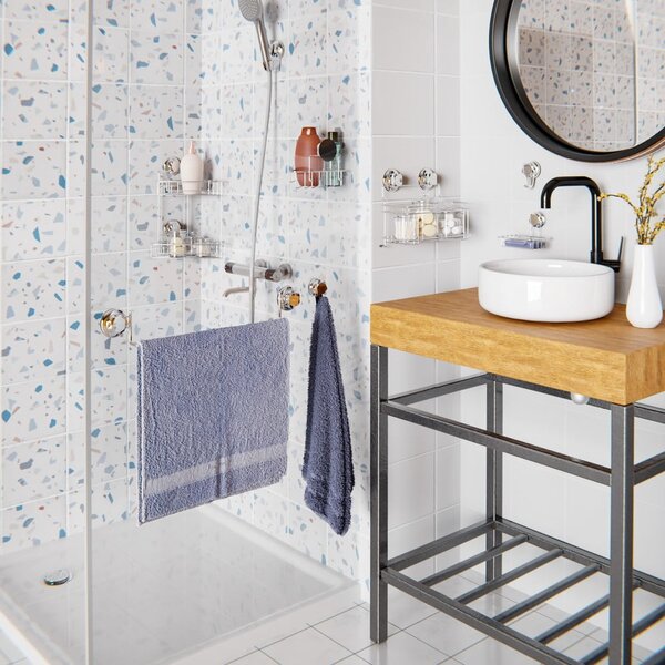 Raft pentru baie argintiu autoadeziv din metal Bestlock Bath – Compactor