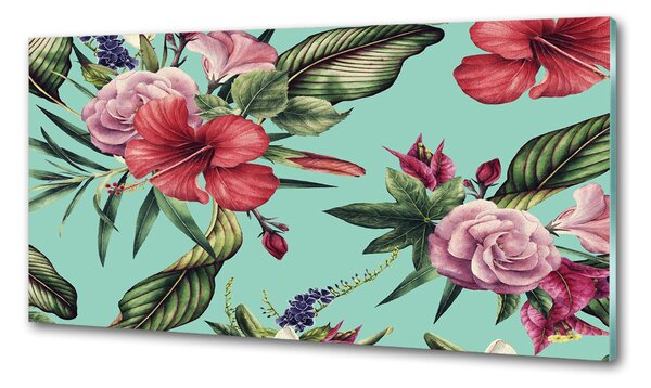 Sticlă pentru bucătărie flori tropicale