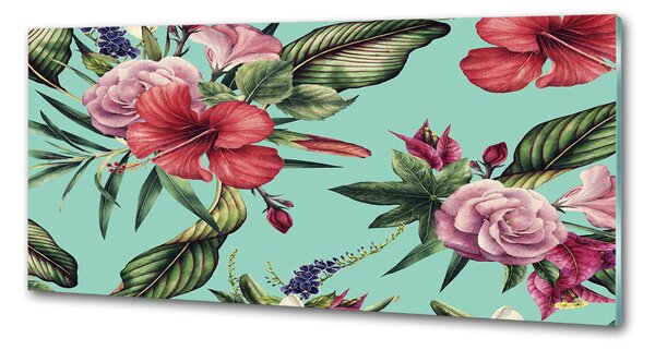 Sticlă pentru bucătărie flori tropicale
