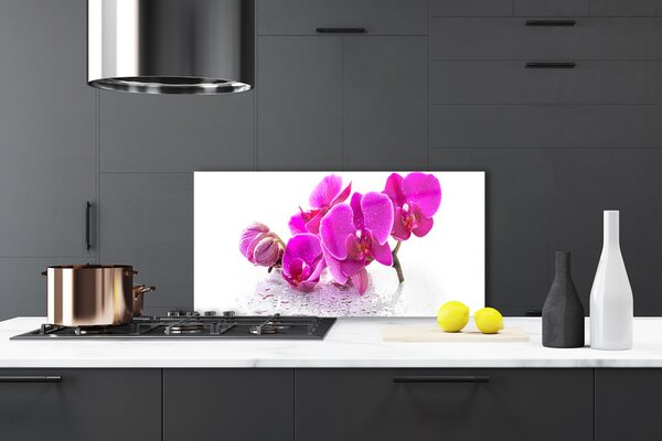 Panou sticla bucatarie Flori roz Floral