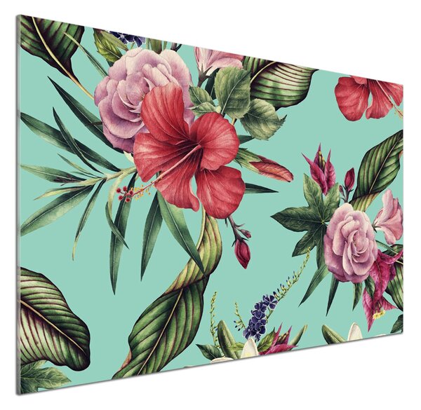 Sticlă pentru bucătărie flori tropicale