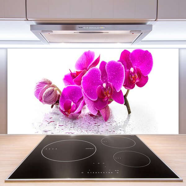Panou sticla bucatarie Flori roz Floral