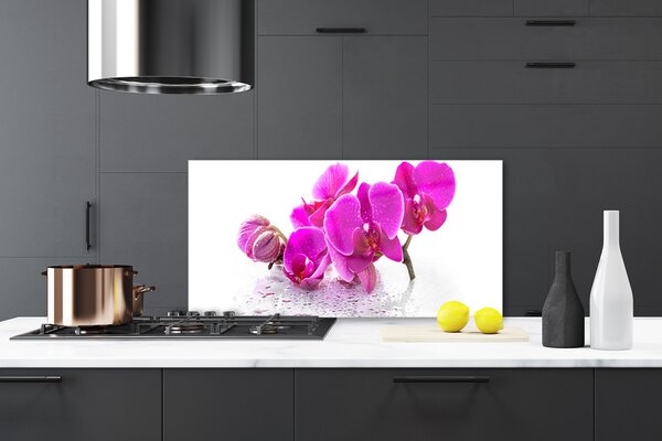 Panou sticla bucatarie Flori roz Floral