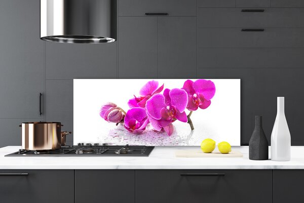 Panou sticla bucatarie Flori roz Floral