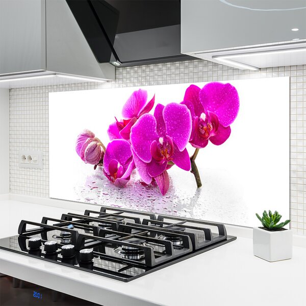 Panou sticla bucatarie Flori roz Floral