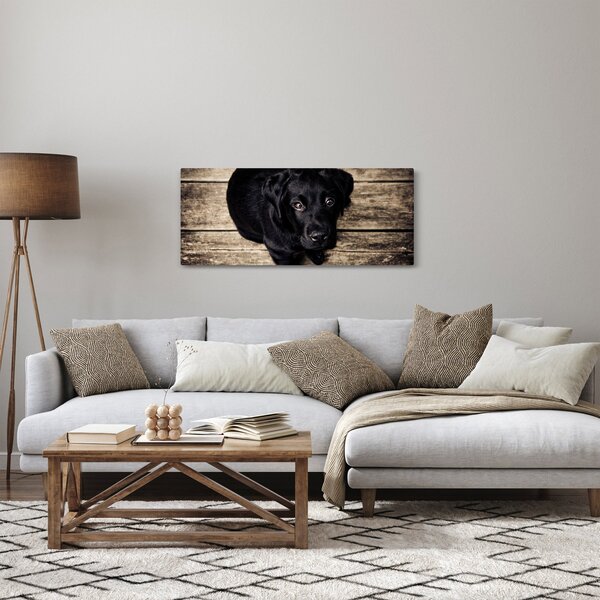 Tablou cu cățeluș negru (120x50 cm)