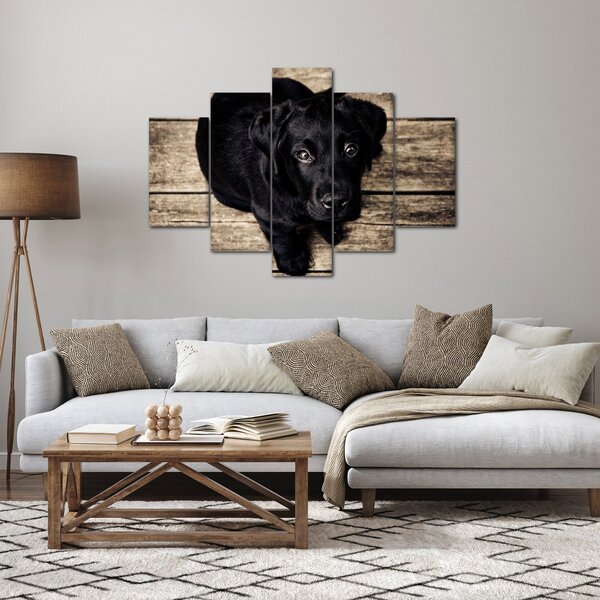 Tablou cu cățeluș negru (150x105 cm)