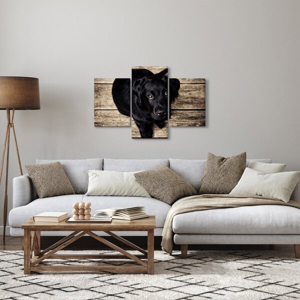 Tablou cu cățeluș negru (90x60 cm)